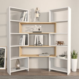 Hanah Home Poyraz Estantería Blanco y Roble